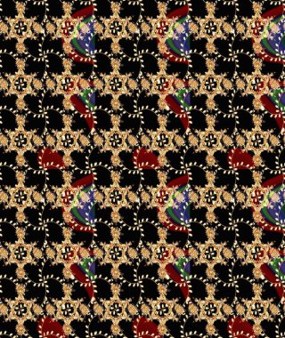 Düz Çiçek Elementleri Tasarımı. Renkli Bahar Teması eskiz kalıbı. Sevimli çiçek raster deseni. Siyah renkte çiçekler.