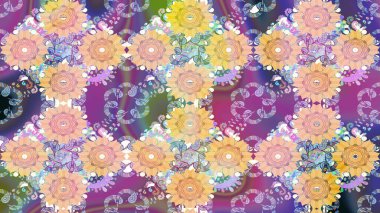 Bej renkli çiçekler. Raster illüstrasyonu. Şirin çiçek elementleri. Çizim.