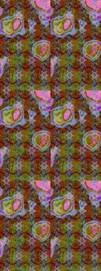 Renkli Bahar Teması eskiz kalıbı. Raster illüstrasyonu. Kahverengi, yeşil ve pembe renklerde zarif çiçekli suluboya. Düz Çiçek Elementleri Tasarımı.