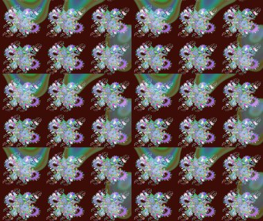 Çiçek izi. Suluboya çizim kalıbı. Suluboya tarzında kahverengi renkte çiçekler.