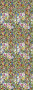 Raster illüstrasyonu. Kusursuz çiçek deseni. Asya tekstil tarzında. Renkli Bahar Temalı Kusursuz Arkaplan. Güzel kumaş deseni. Düz Çiçek Elementleri Tasarımı.