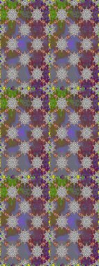 Çiçeksiz desenli, suluboya elle çizilmiş elementler. Parlak renkli fantezi çiçekleri, yapraklar, gri renkli tomurcuklar.