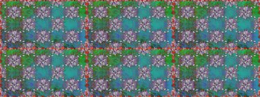 Çiçekli güzel suluboya desen. Raster illüstrasyonu. Yeşil ve mavi renklerde.