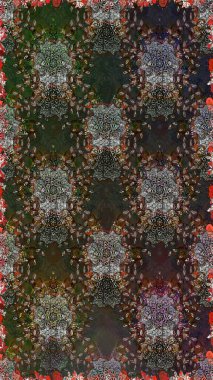 Gri ve kahverengi renkli çiçekler. Raster illüstrasyonunda kusursuz çiçek deseni.