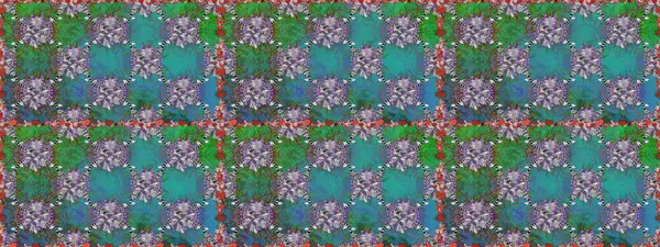 Çiçekli güzel suluboya desen. Raster illüstrasyonu. Yeşil ve mavi renklerde.