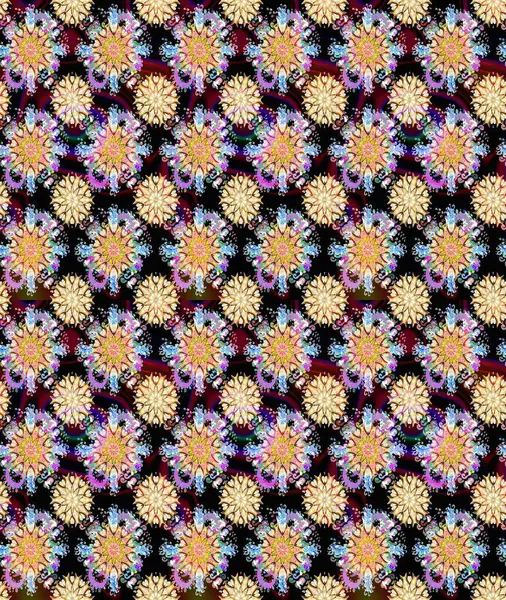 Çiçek ve yapraklı çiçek deseni. Raster illüstrasyonu. Küçük çiçekli şirin desen.