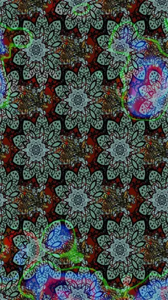 Kumaş desenli papatya çiçeği detayı. Yeşil renkte çiçekler.