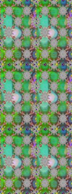 Çiçek yeşili ve gri, pürüzsüz desen. Klasik taslak çizimi. Raster çiçek izi..