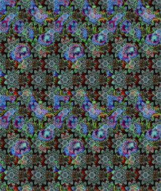 Küçük renkli çiçekler. Küçük çiçekte güzel bir desen. Moda baskıları için zarif bir şablon. Motley illüstrasyonu. Çiçekli bahar çiçekleri.