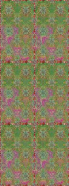 Yeşil ve nötr renklerde parlak çiçekli halı ile kusursuz desen.