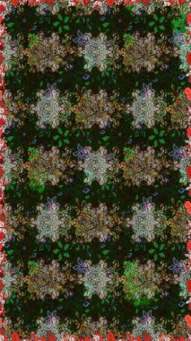 Gri ve kahverengi renkli çiçekler. Çiçekli karalama şeklinde Raster çiçek deseni. Nazik, narin çiçek arkaplanı.