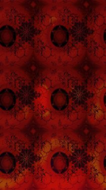 Kırmızı ve kahverengi renklerde karalamalar çizilmiş çiçek deseni. Raster illüstrasyonu.