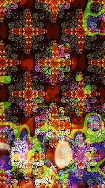 Küçük çiçekteki sevimli çiçek deseni. Bir sürü kahverengi ve siyah soyut çiçekli tropik eskiz deseni. Varisolokahverengi ve siyah raster çizimi.