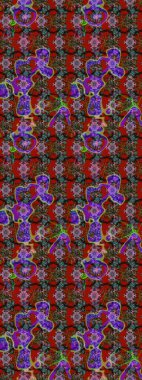 Raster illüstrasyonu. Çizim çiçek deseni duvar kâğıdı olarak kullanılabilir. Kırmızı ve kahverengi renkte çiçekler.