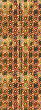 Damask arkaplanı. Altın çiçekli, pürüzsüz desen. Barok tarzında altın çiçekli süs. Kahverengi renklerdeki altın element.