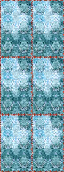 Kusursuz çiçek deseni. Mavi ve nötr renklerde Asya tekstil tarzında. Raster illüstrasyonu.