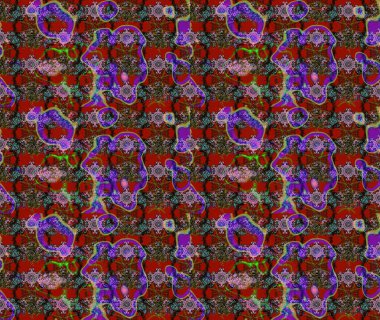 Raster illüstrasyonu. Klasik çiçek tasarımı elementleri. Kırmızı kıvırcık çiçekler kırmızı renkte şekillenir.