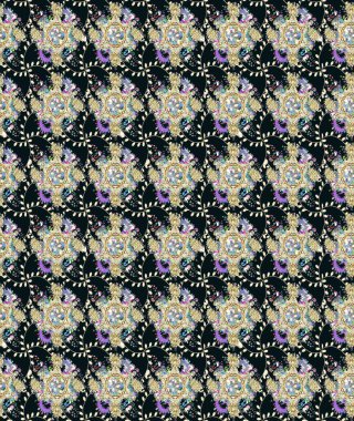 Düz Çiçek Elementleri Tasarımı. Raster Modaya uygun kumaş deseni. Renkli Bahar Teması eskiz kalıbı. Gri renkli şirin çiçek deseni.