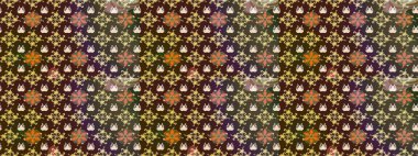 Çiçek desenli eskiz, darbeler, sıçramalar, yaz çiçekleri. Raster illüstrasyonu. Kahverengi renkte çiçekler.