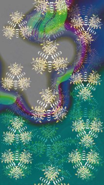 Renkli Yaz Temalı eskiz kalıbı. Güzel kumaş deseni. Raster Illustrasyon 'daki Çiçek Deseni' nin son moda çizimi. Düz Çiçek Elementleri Tasarımı.