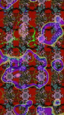 Klasik çiçek tasarımı elementleri. Raster illüstrasyonu. Kırmızı kıvırcık çiçekler kırmızı renkte şekillenir.