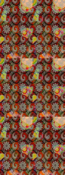 Suluboya elle çizilmiş çiçek desenli eskiz deseni. Parlak renkli fantezi çiçekleri, yapraklar, gri ve kahverengi renkli tomurcuklar, gri ve kahverengi.