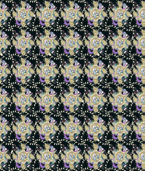 Düz Çiçek Elementleri Tasarımı. Raster Modaya uygun kumaş deseni. Renkli Bahar Teması eskiz kalıbı. Gri renkli şirin çiçek deseni.