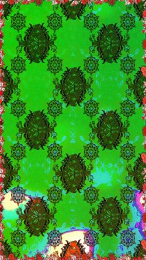 Raster illüstrasyonu. Küçük çiçekli basit, dikişsiz desen. Moda baskısı, albüm, ambalaj kağıdı ve duvar kağıdı için zarif dekoratif süslemeler. Yeşil ve gri renkte şirin çiçekler.