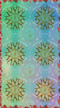 Mavi kıvırcık çiçekler mavi renkte şekillenir. Klasik çiçek tasarımı elementleri. Raster illüstrasyonu.