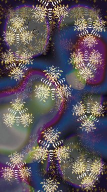 Moda baskıları için zarif bir şablon. Halk tarzı. Parlak renkli çiçekleri ve gri renkli yaprakları olan harika bir çiçek deseni. Modern çiçek arkaplanı.