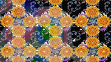 Sarı renkli çiçekler. Sevimli çiçek raster deseni. Sketch Colour Spring Theme eskiz kalıbı. Düz Çiçek Elementleri Tasarımı.