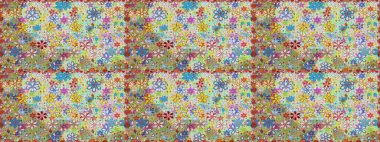 Tropik, dikişsiz çiçek deseni. Raster illüstrasyonu. Tarafsız ve mavi renkte çiçekler.