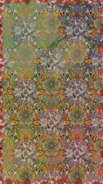 Raster illüstrasyonu. Tomurcukları papatya çiçekleri olan sevimli bir çiçek deseni. Kumaş, tekstil, duvar kağıdı baskısı için. Kusursuz bir geçmişi var. Eski usul. Miles Fleur, dandik süs.