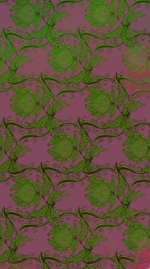 Raster çiçek izi. Çiçek yeşili eskiz deseni. Klasik taslak çizimi.