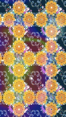 Raster. Eskiz geçmişi. Eski usul. Tomurcukları çiçek olan sevimli bir çiçek deseni. Kumaş, tekstil, duvar kağıdı baskısı için. Raster illüstrasyonu.