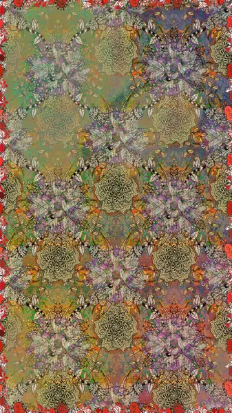 Raster illüstrasyonu. Tomurcukları papatya çiçekleri olan sevimli bir çiçek deseni. Kumaş, tekstil, duvar kağıdı baskısı için. Kusursuz bir geçmişi var. Eski usul. Miles Fleur, dandik süs.