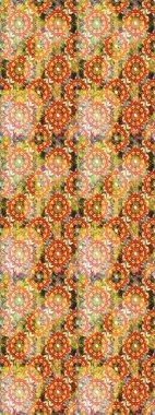 Paisleys zarif çiçek desenli dikişsiz arka plan duvar kâğıdı illüstrasyonuyla klasik stil, modern 3D çizgili sanat eseri altın ve turuncu desenli çiçek yaprakları ve süslemeleri..