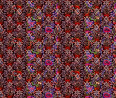 Çiçek buketleriyle klasik bir eskiz şekli. Kahverengi renklerde. Raster illüstrasyonu.