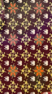 Parlak renkli fantezi çiçekleri, yapraklar, kahverengi renkli tomurcuklar, kahverengi. Suluboya el çizimi elementli çiçek çizimi deseni.