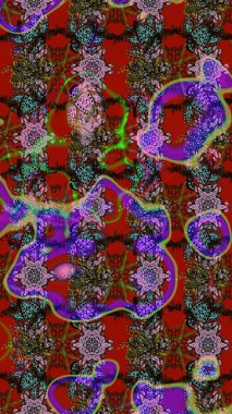 Klasik çiçek tasarımı elementleri. Raster illüstrasyonu. Kırmızı kıvırcık çiçekler kırmızı renkte şekillenir.