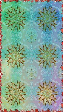 Mavi kıvırcık çiçekler mavi renkte şekillenir. Klasik çiçek tasarımı elementleri. Raster illüstrasyonu.