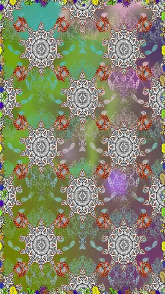 Raster kına dövme tarzı. Etnik Mandala süsleme. Kullanılabilir Tekstil, tebrik kartı, boyama kitabı, telefon durumda yazdırma için. Hint çiçek desenli madalyon desen.