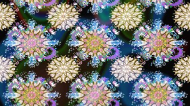 Renkli Bahar Temalı Kusursuz Arkaplan. Düz Çiçek Elementleri Tasarımı. Mavi ve nötr renklerde çiçekler. Çiçeksiz desenli arka plan, yaz çiçekleri..