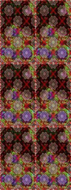 Raster illüstrasyonu. Çiçek buketleriyle klasik tarzda kusursuz desenler. Kahverengi ve siyah renklerde.