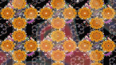 Beautiful watercolor Bouquet of summer flowers sketch pattern. Nice fabric pattern.