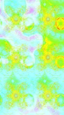 Raster illüstrasyonu. Eski usul. Kumaş, tekstil, duvar kağıdı baskısı için. Eskiz geçmişi. Renkli desenli eskiz deseni, yeşil ve nötr çiçekler ve dekoratif elementlerle.