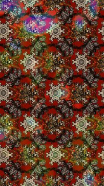 Düz Çiçek Elementleri Tasarımı. Raster illüstrasyonundaki çiçek desenli çizim. Renkli Yaz Temalı eskiz kalıbı. Kahverengi ve kırmızı renkte çiçekler.