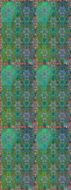 Çiçek. Kusursuz dekoratif arka plan, çiçek mandala. Raster illüstrasyonu. Yeşil ve mavi renklerde.