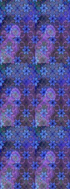 Çiçek izi. Suluboya çizim kalıbı. Suluboya tarzında mavi renkte çiçekler.