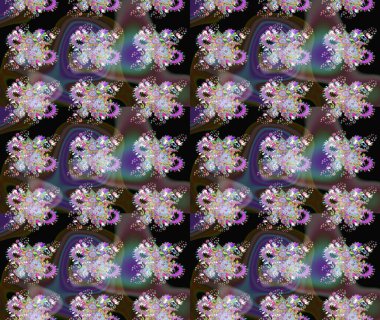 Çiçek ve yapraklı karalama şeklinde Raster çiçek deseni. Raster illüstrasyonu. Yumuşak, bahar çiçekleri kahverengi renklerde.